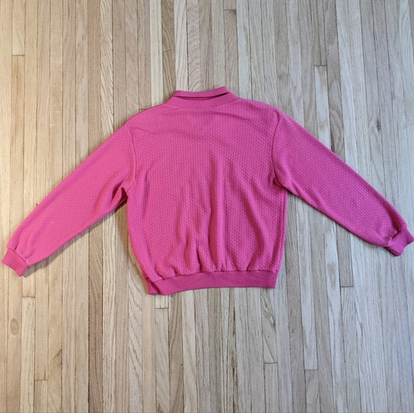 Vintage Textured & Embroidered Double Collar Polo Sweater 1980s TanJay - Picture 3 of 4